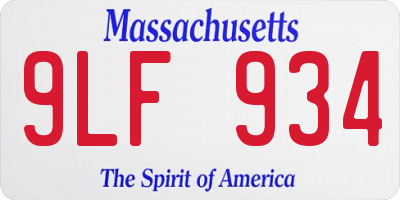MA license plate 9LF934
