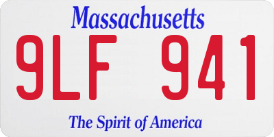 MA license plate 9LF941