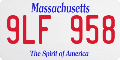 MA license plate 9LF958