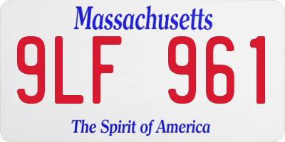 MA license plate 9LF961