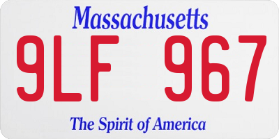 MA license plate 9LF967