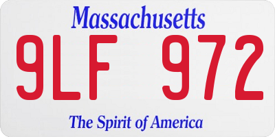 MA license plate 9LF972