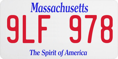 MA license plate 9LF978