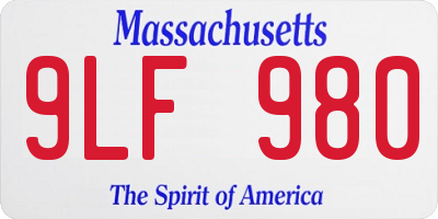 MA license plate 9LF980