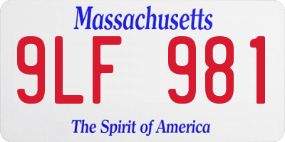 MA license plate 9LF981
