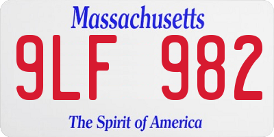 MA license plate 9LF982
