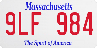 MA license plate 9LF984