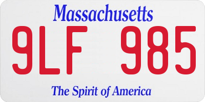 MA license plate 9LF985