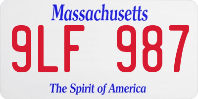 MA license plate 9LF987