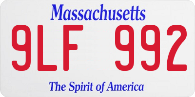 MA license plate 9LF992