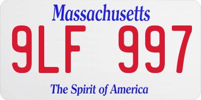 MA license plate 9LF997