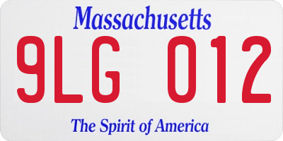 MA license plate 9LG012