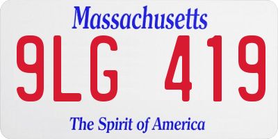 MA license plate 9LG419