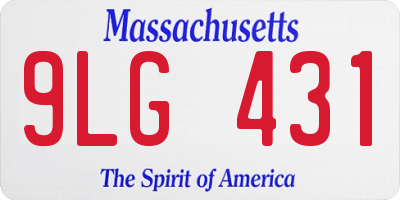 MA license plate 9LG431