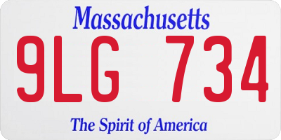 MA license plate 9LG734