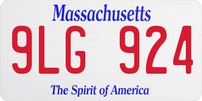 MA license plate 9LG924