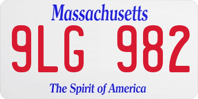 MA license plate 9LG982