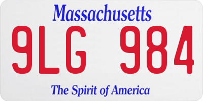 MA license plate 9LG984