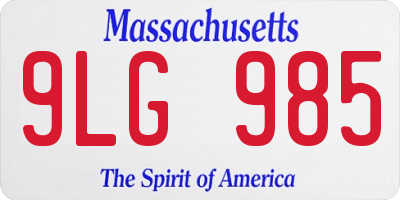 MA license plate 9LG985