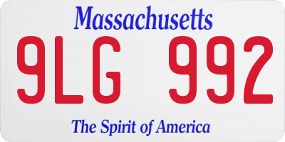 MA license plate 9LG992