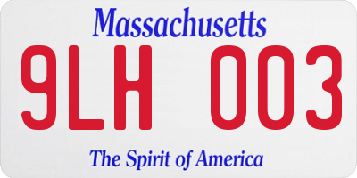 MA license plate 9LH003