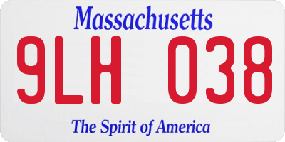 MA license plate 9LH038