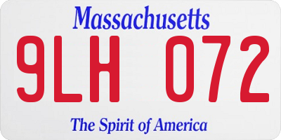 MA license plate 9LH072