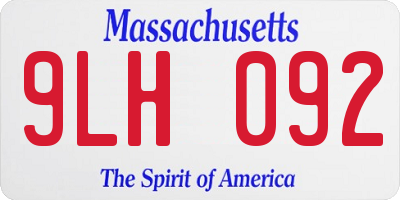 MA license plate 9LH092
