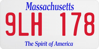 MA license plate 9LH178