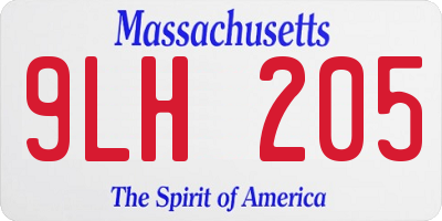 MA license plate 9LH205
