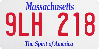 MA license plate 9LH218