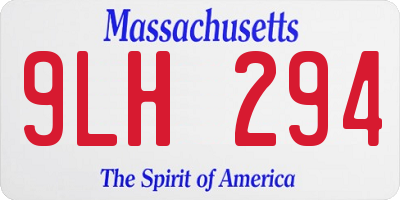 MA license plate 9LH294