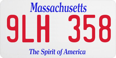 MA license plate 9LH358