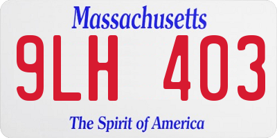 MA license plate 9LH403
