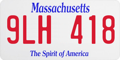 MA license plate 9LH418