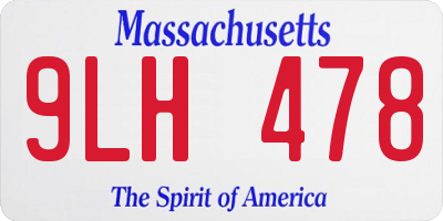 MA license plate 9LH478