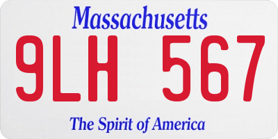MA license plate 9LH567