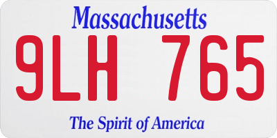 MA license plate 9LH765
