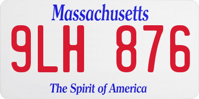 MA license plate 9LH876