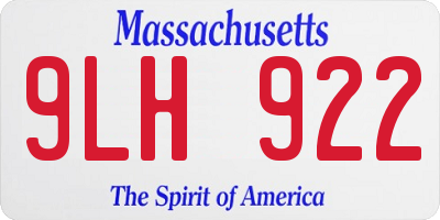 MA license plate 9LH922