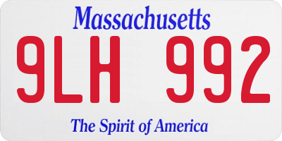 MA license plate 9LH992