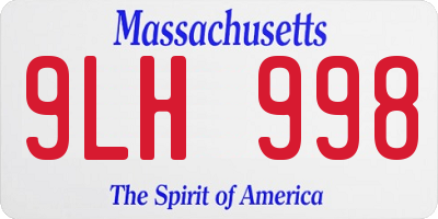 MA license plate 9LH998