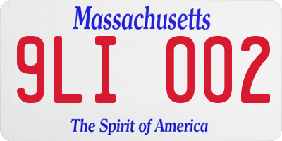 MA license plate 9LI002