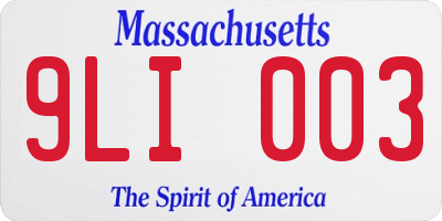 MA license plate 9LI003