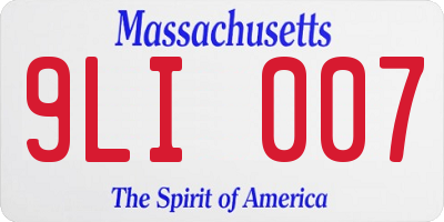 MA license plate 9LI007