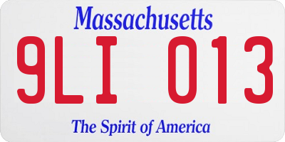 MA license plate 9LI013