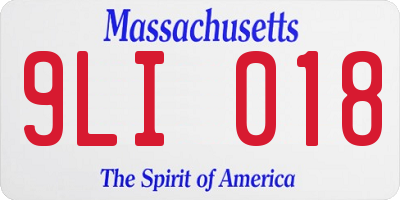 MA license plate 9LI018