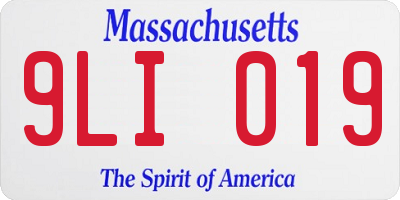 MA license plate 9LI019