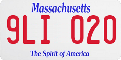MA license plate 9LI020