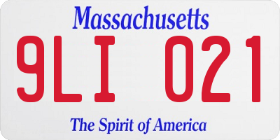 MA license plate 9LI021
